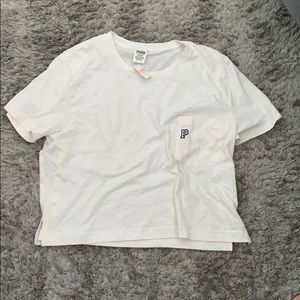 Vs pink cropped shirt in cream color